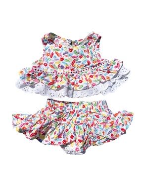 VTG The Limited Baby Girl 2PC Eyelet Bloomer Skirt Set Floral 6-12M 100% Cotton